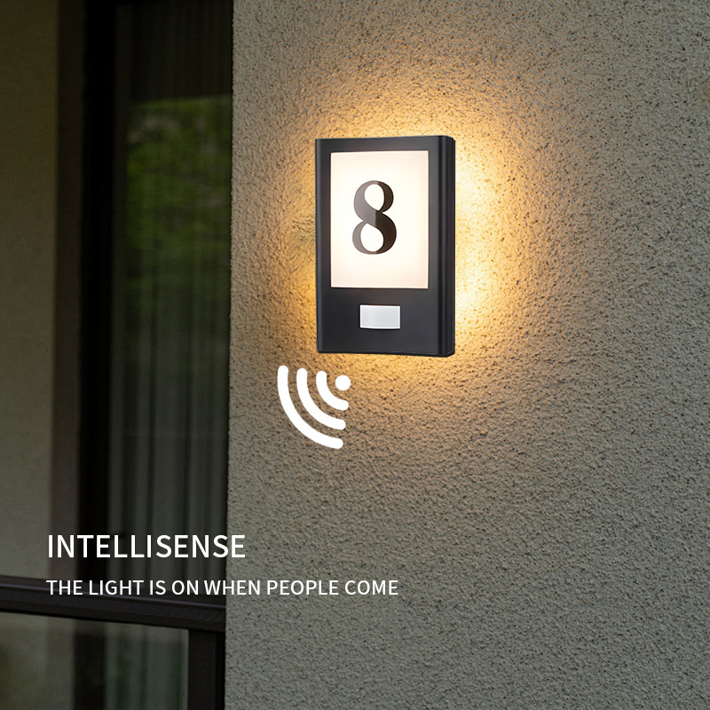 Modern light luxury full plastic outdoor lamps can be customized house number Rainproof Porch Led Wall Light