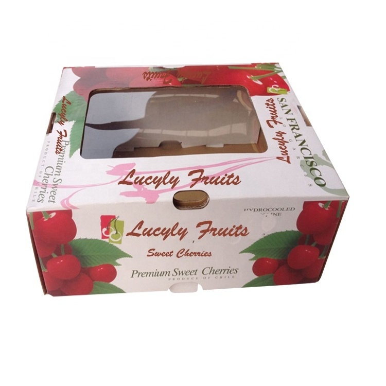 custom full color printing with window cardboard fresh fruits cherry mango apple tomato packaging carton fruit paper box