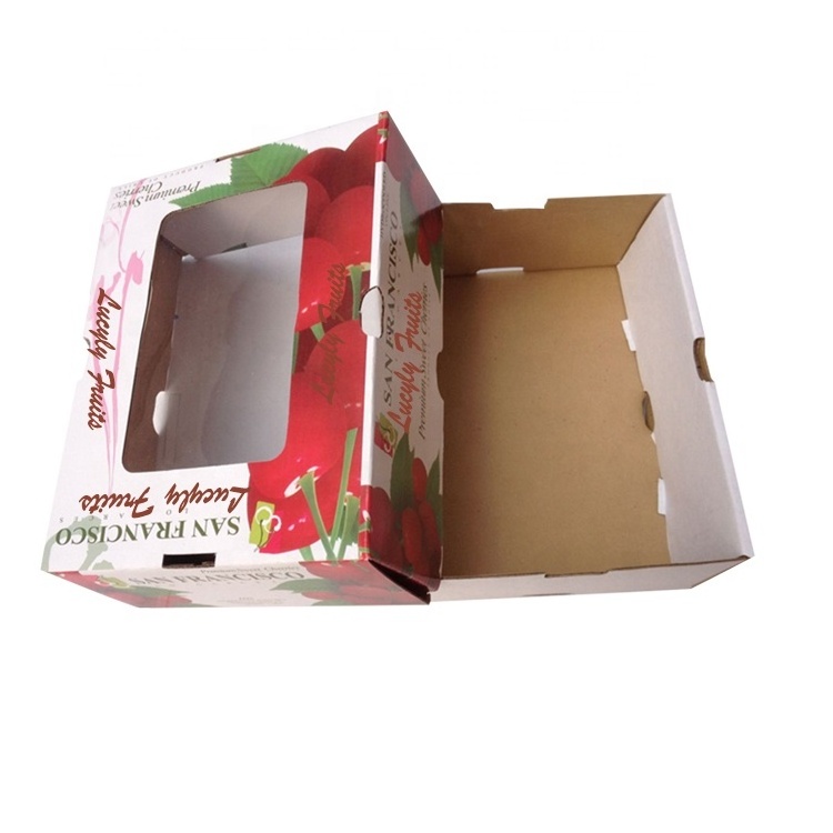 custom full color printing with window cardboard fresh fruits cherry mango apple tomato packaging carton fruit paper box