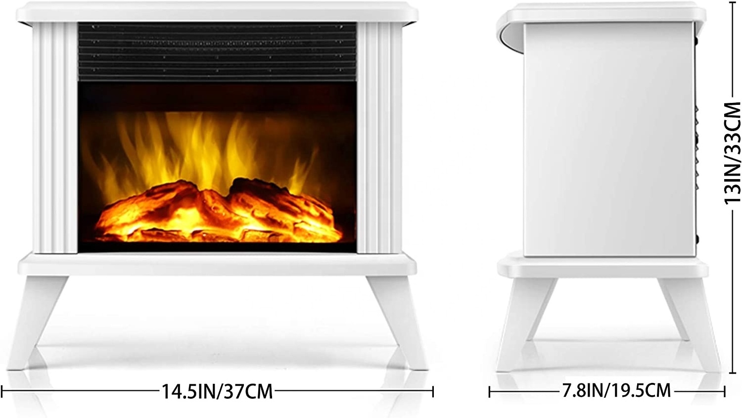 Modern Household Half Round Decorative Portable 3 Sided Led Freestanding Small White Electric Fireplace  Heater