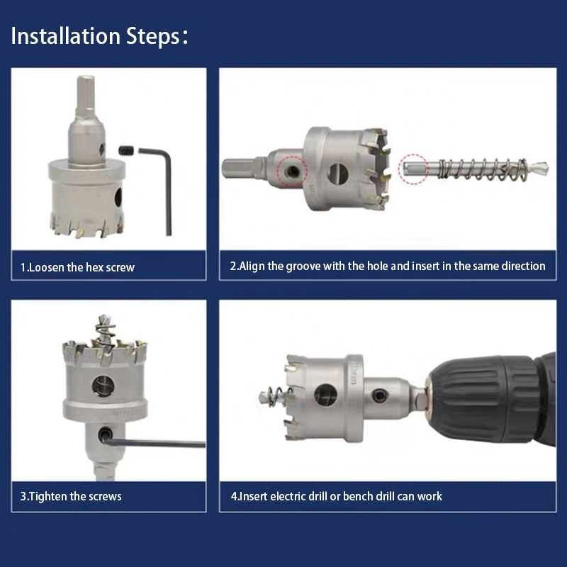 High-end Carbide Hole Saws TCT Hole Cutter Drill Bit Various Sizes  Long Life For Stainless Steel & Iron