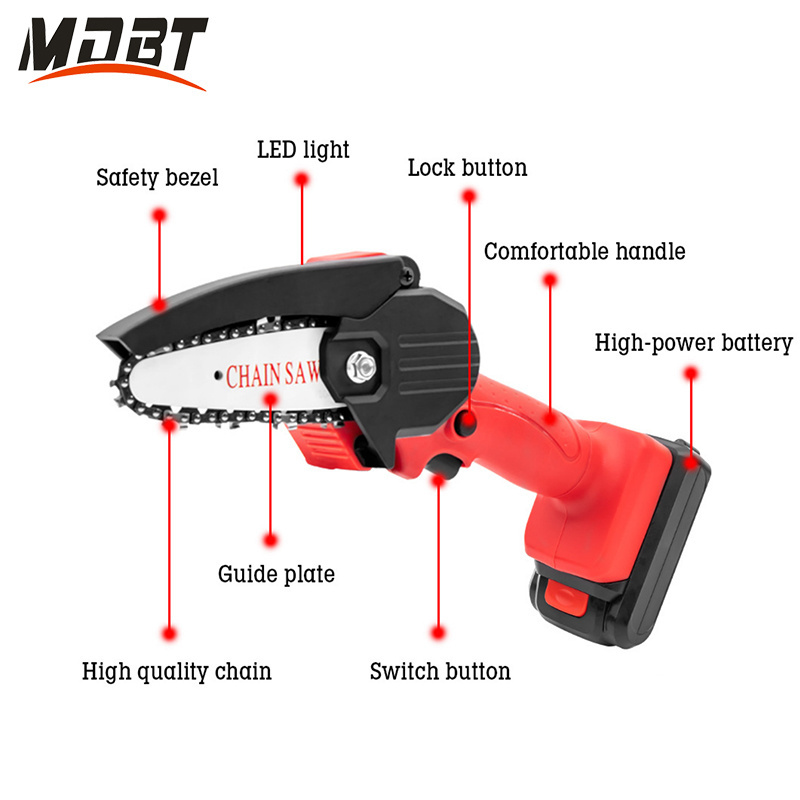 4 Inches Mini Chainsaw Cordless Power Chain Saws Electric Handheld Battery Chainsaw