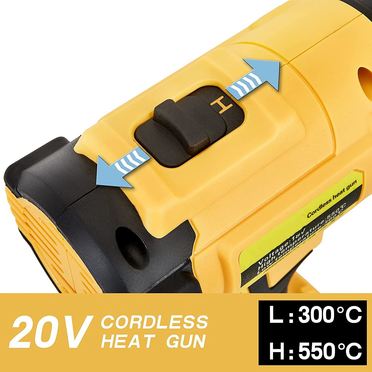 20V Max Lithium-ion Battery Hot Air Gun Kit Variable Temperature Settings Mini Rechargeable Portable Cordless Heat Gun