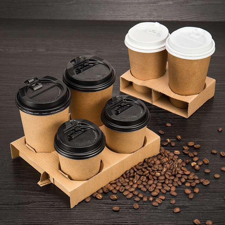 Takeaway containers printed paper coffee cups with handle disposable paper cup holder