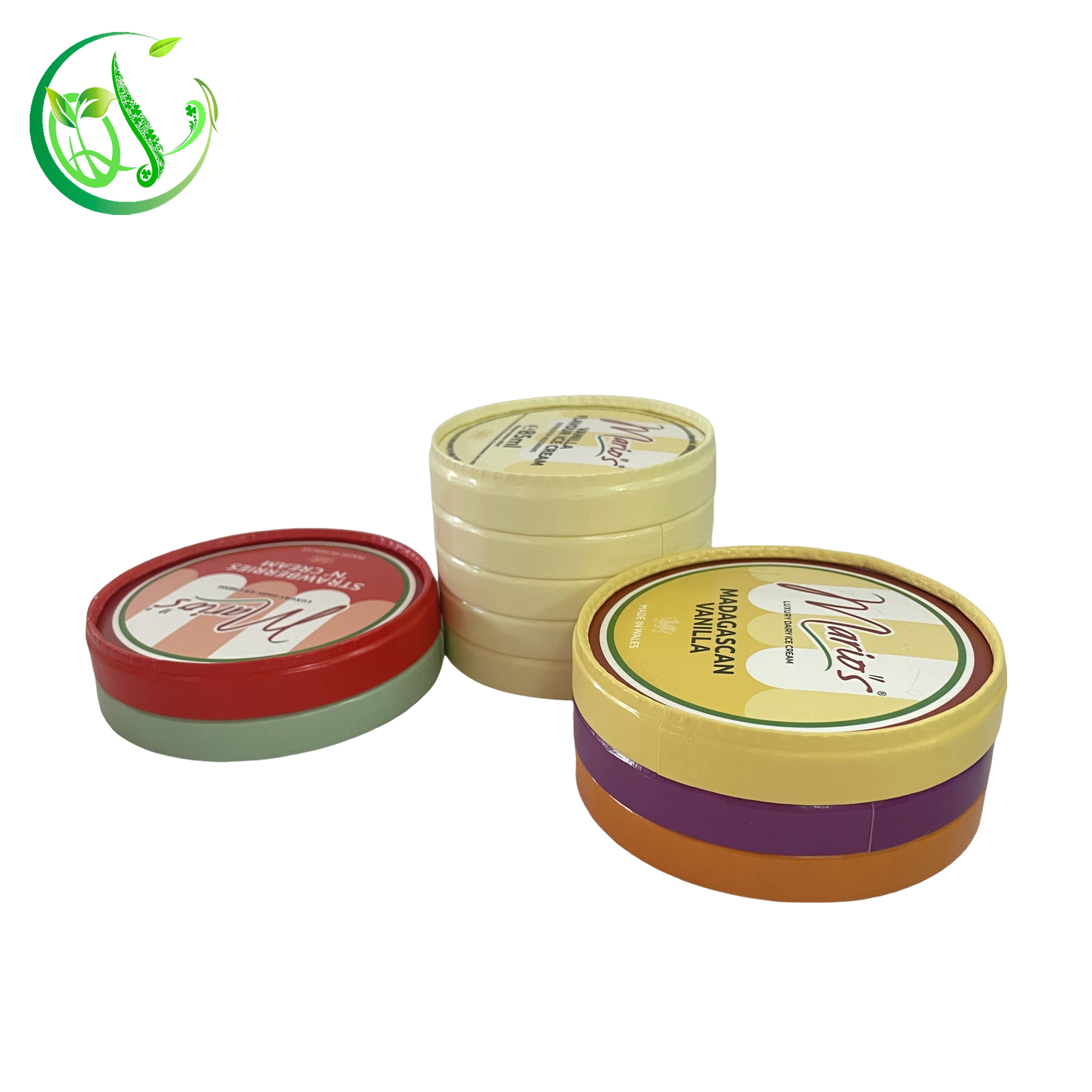 Disposable paper frozen yogurt cup lid paper ice cream cup stackable lid