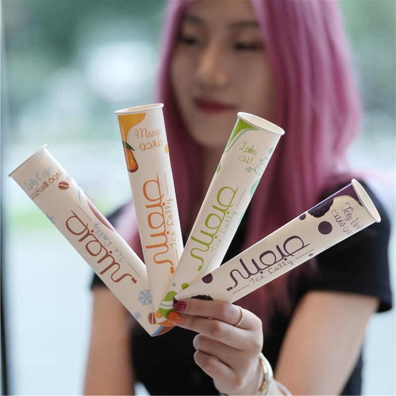 Premium Quality 70ml Disposable ice lolli cup customized ice lolly tube calippo with logo for packaging calippo paper cup