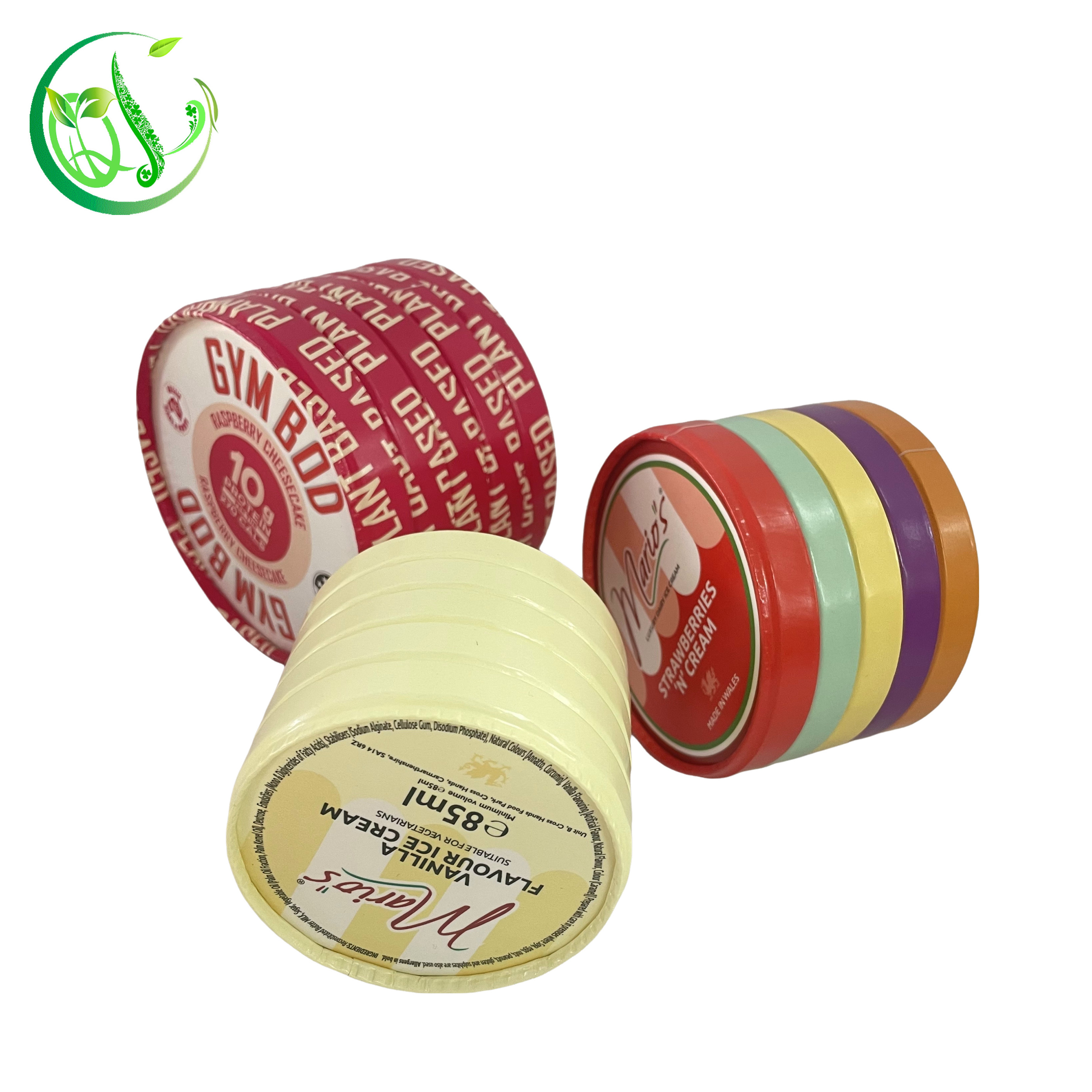 Disposable paper frozen yogurt cup lid paper ice cream cup stackable lid