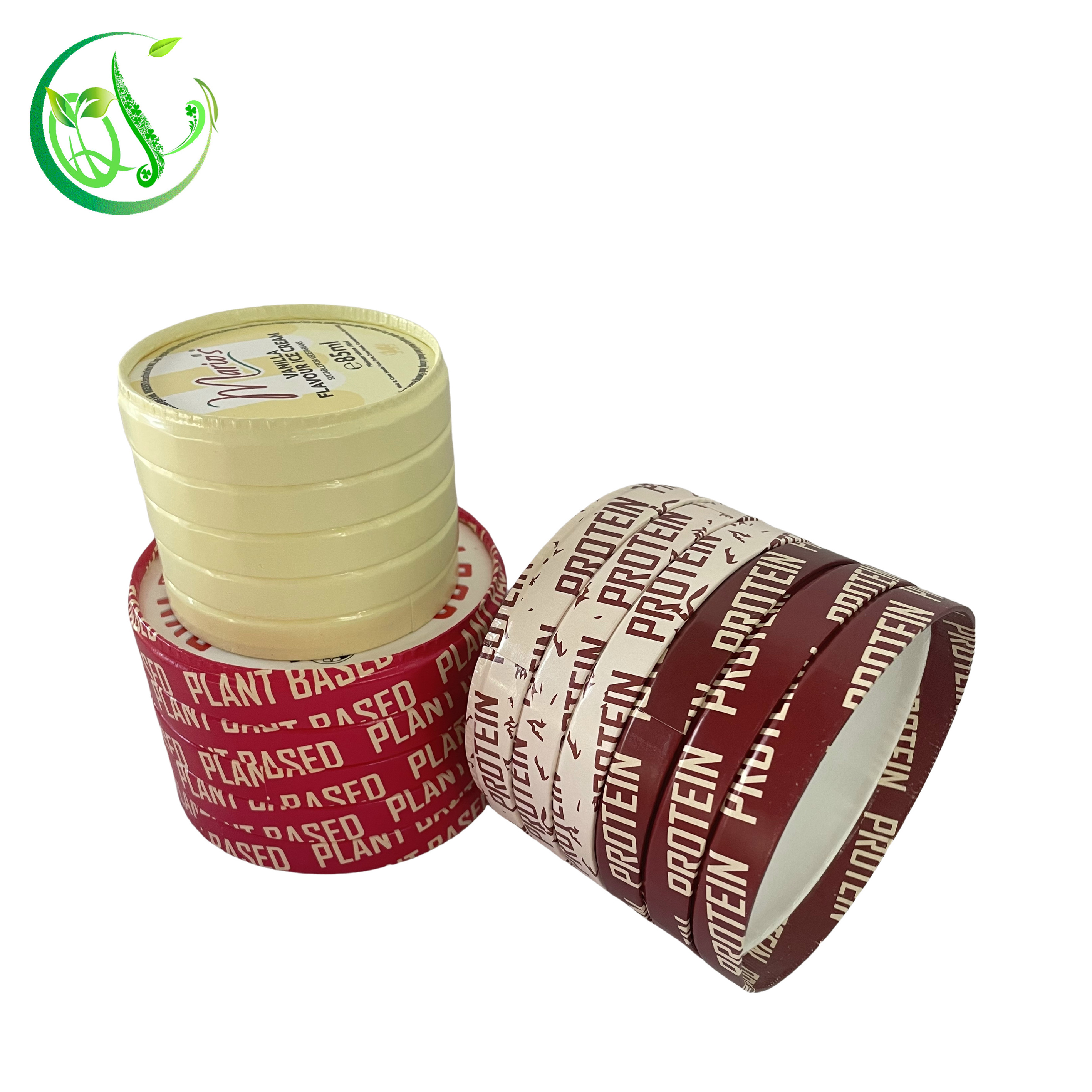 Disposable paper frozen yogurt cup lid paper ice cream cup stackable lid