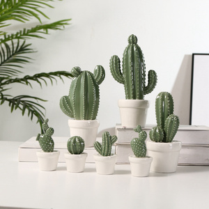 Simple ceramic ornaments simulation cactus cactus plant potted ornaments for office living room home decorations