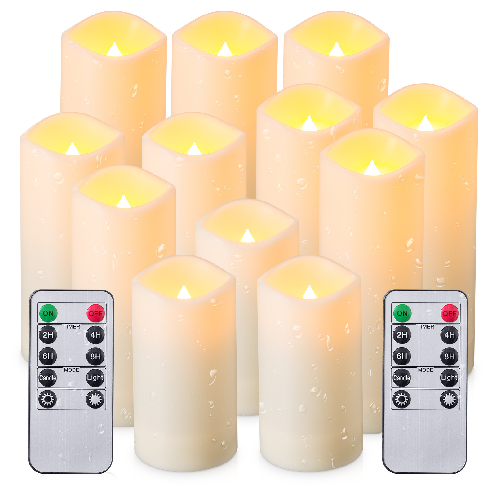 set of 10 pillar plastic led candle flickering flameless waterproof Battery Operated Candles with remote control Timer gift box