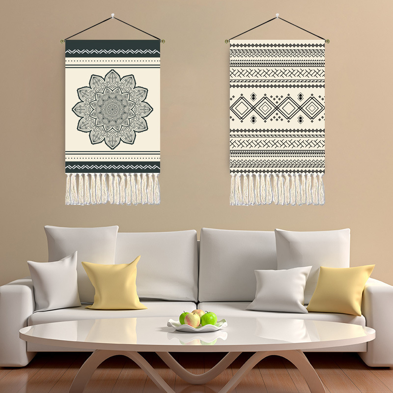 modern Macrame Woven Tapestry wall hanging Bohemian Mandala Geometric cotton walling hanging Art home living room wall decor