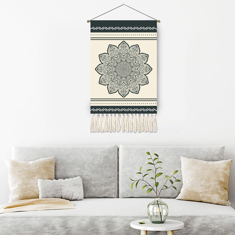 modern Macrame Woven Tapestry wall hanging Bohemian Mandala Geometric cotton walling hanging Art home living room wall decor