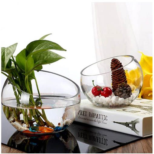 Slant Cut Bowl Glass vase clear thicken glass plants Terrarium Candy Dish Fruit Jar Floral Container for home wedding wholesale