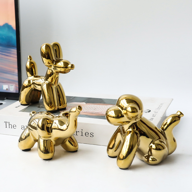 small ceramic animals dog elephant rabbit monkey nordic luxury ectroplated silver gold animal figurines statue table decoration