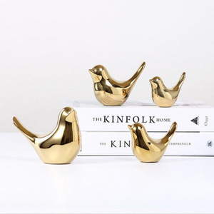 ceramic birds statue small decorative gold bird figurine ornaments living room bedroom office desktop cabinets decor