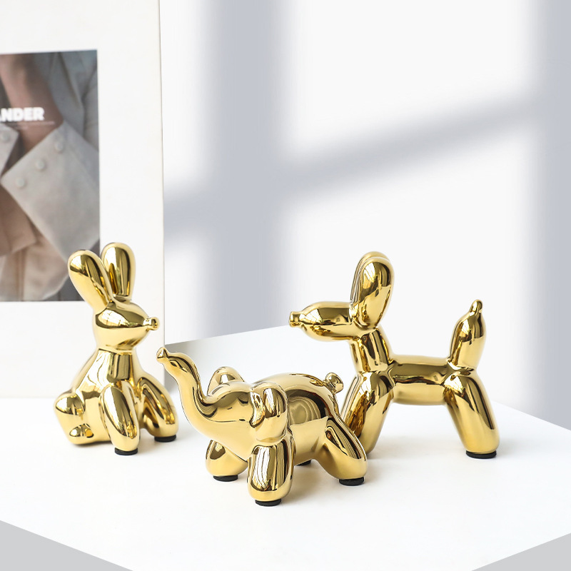 small ceramic animals dog elephant rabbit monkey nordic luxury ectroplated silver gold animal figurines statue table decoration