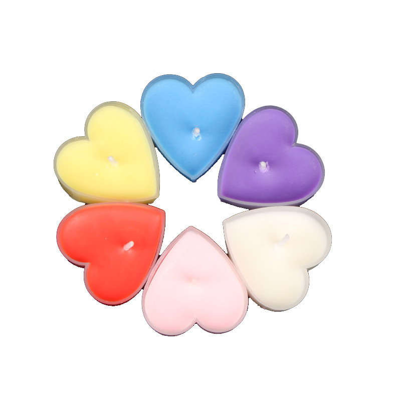 wholesale tea light candles box multi color heart shaped flameless candle paraffin wax for home wedding tealight holder