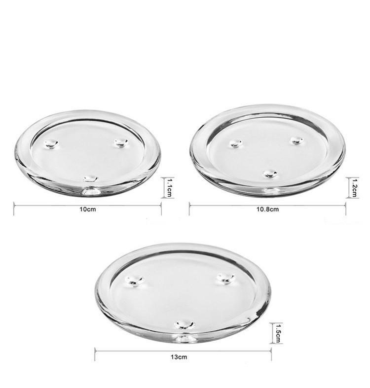 Clear Glass Candle Plates Small Round Candle Plate Tray Glass Coaster Holder for pillar candle Dining Table Wedding centerpieces