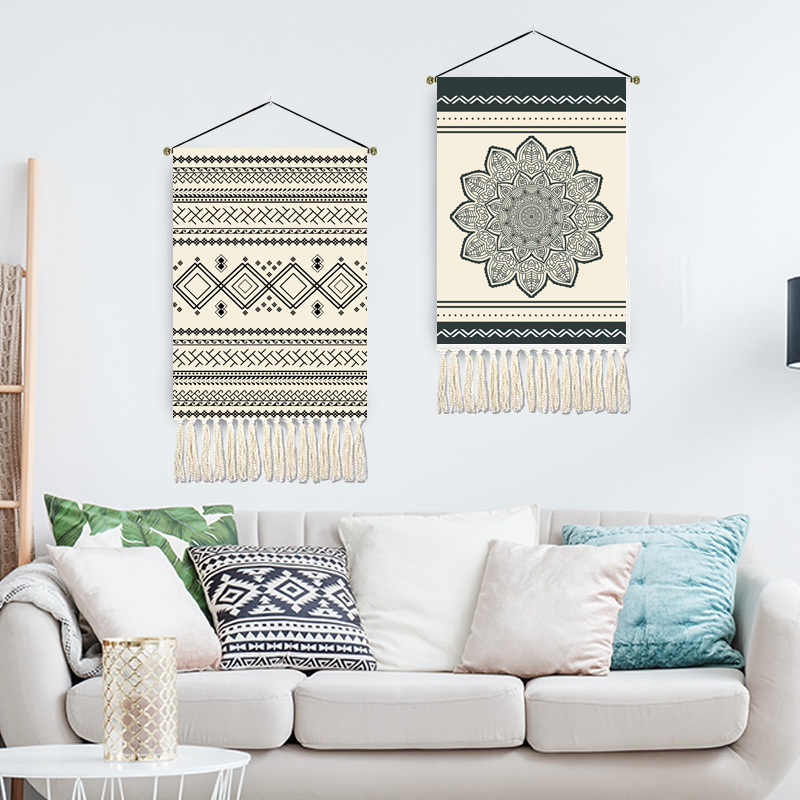 modern Macrame Woven Tapestry wall hanging Bohemian Mandala Geometric cotton walling hanging Art home living room wall decor