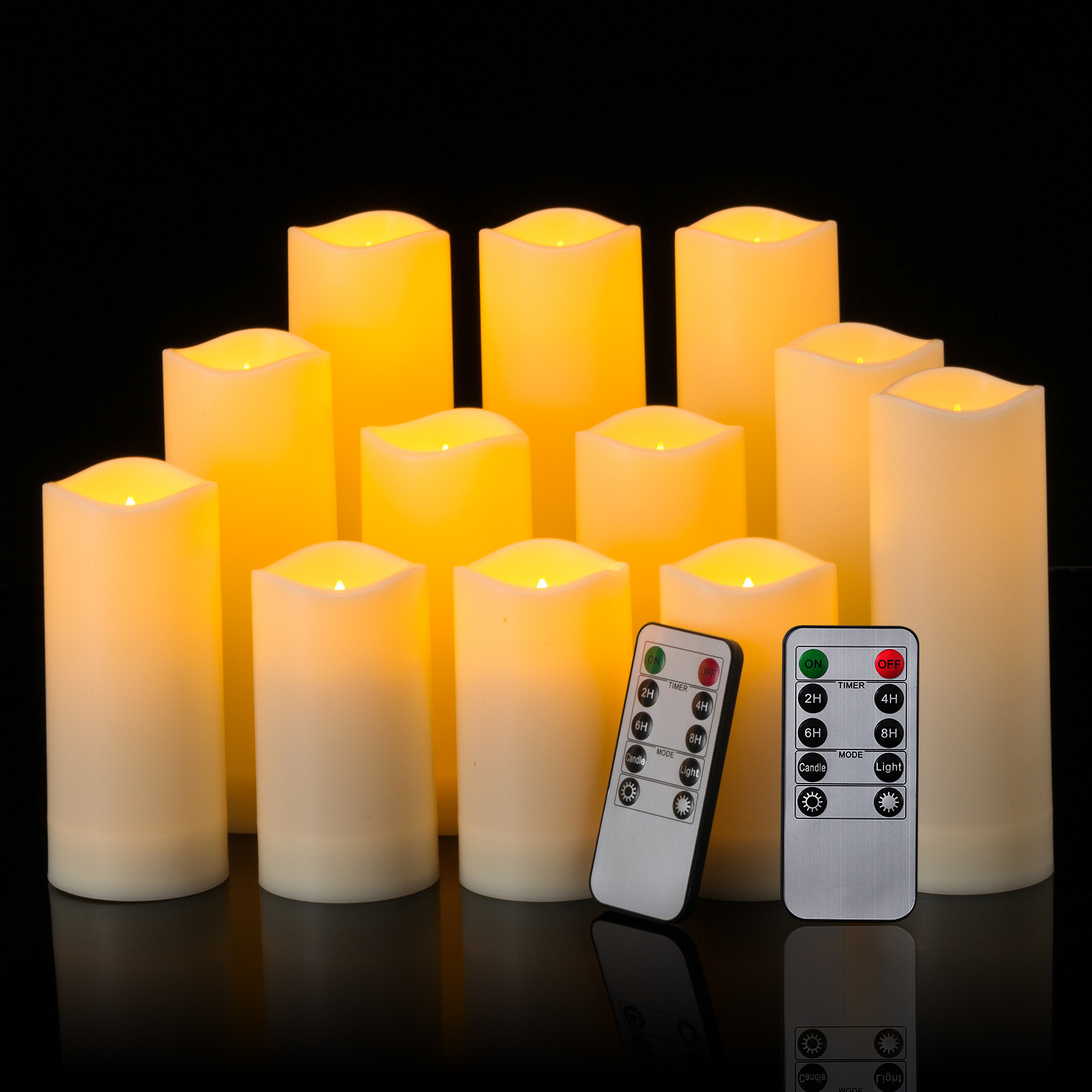 set of 10 pillar plastic led candle flickering flameless waterproof Battery Operated Candles with remote control Timer gift box