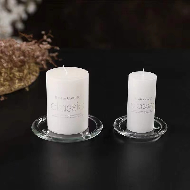 Clear Glass Candle Plates Small Round Candle Plate Tray Glass Coaster Holder for pillar candle Dining Table Wedding centerpieces