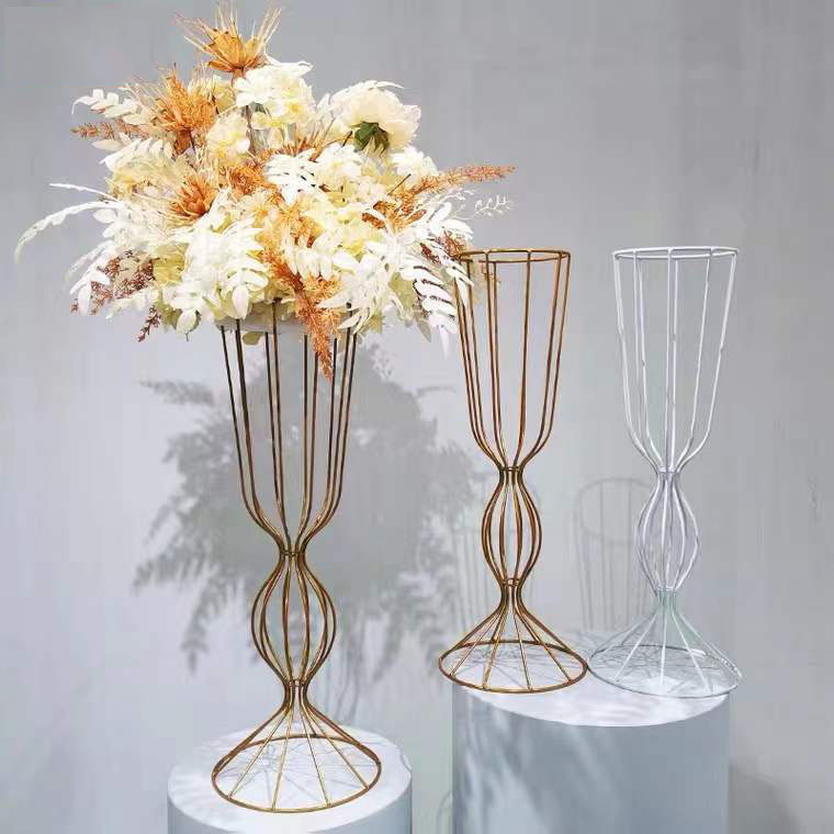 hintcan iron flower stand metal Hollow out giant flower bouquet stand for table chandelier centerpiece decoration