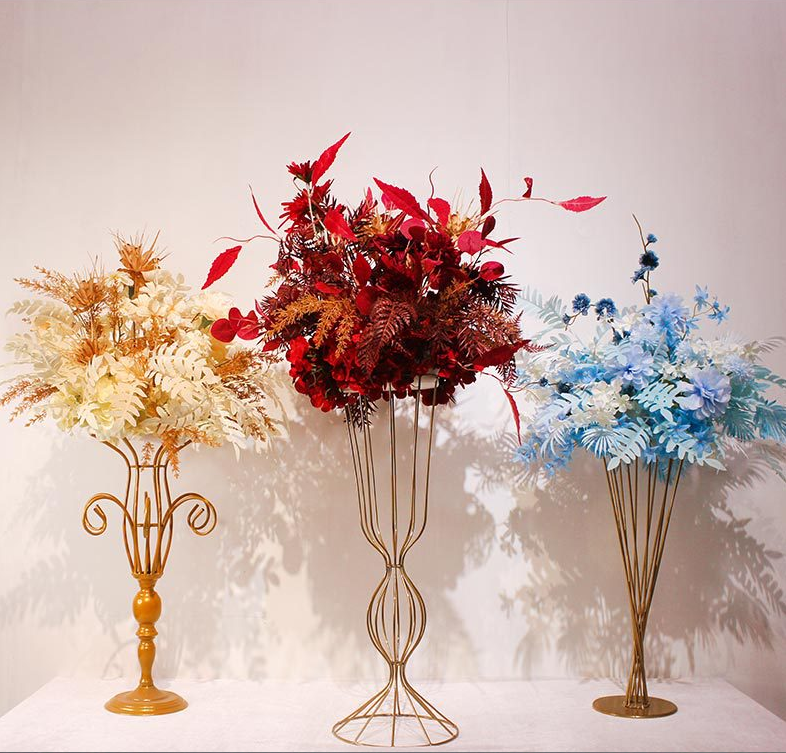 hintcan iron flower stand metal Hollow out giant flower bouquet stand for table chandelier centerpiece decoration