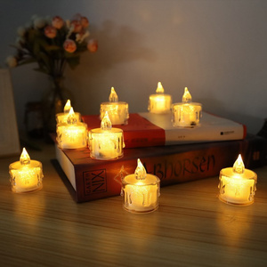 led electronic candle with batteries plastic clear tears mini flickering flameless tea light votive candles for christmas decor