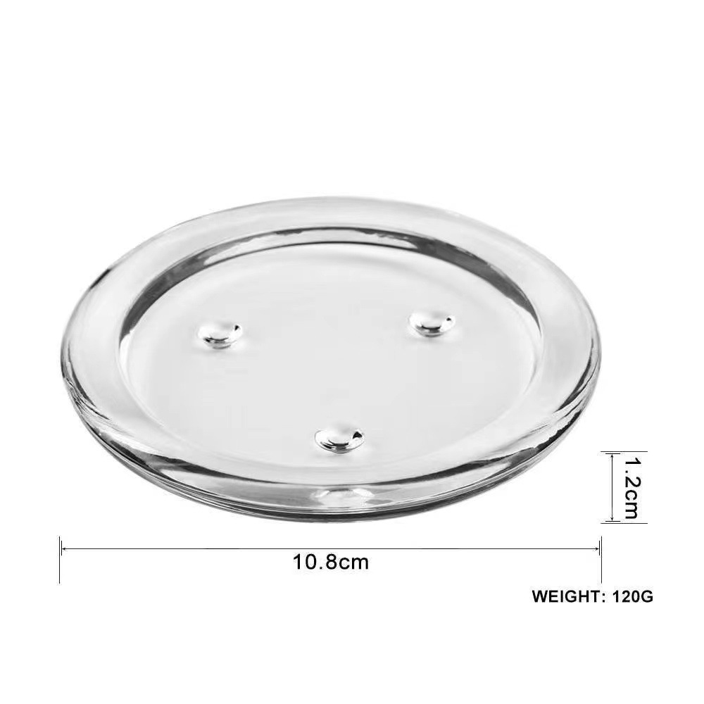 Clear Glass Candle Plates Small Round Candle Plate Tray Glass Coaster Holder for pillar candle Dining Table Wedding centerpieces