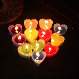 wholesale tea light candles box multi color heart shaped flameless candle paraffin wax for home wedding tealight holder