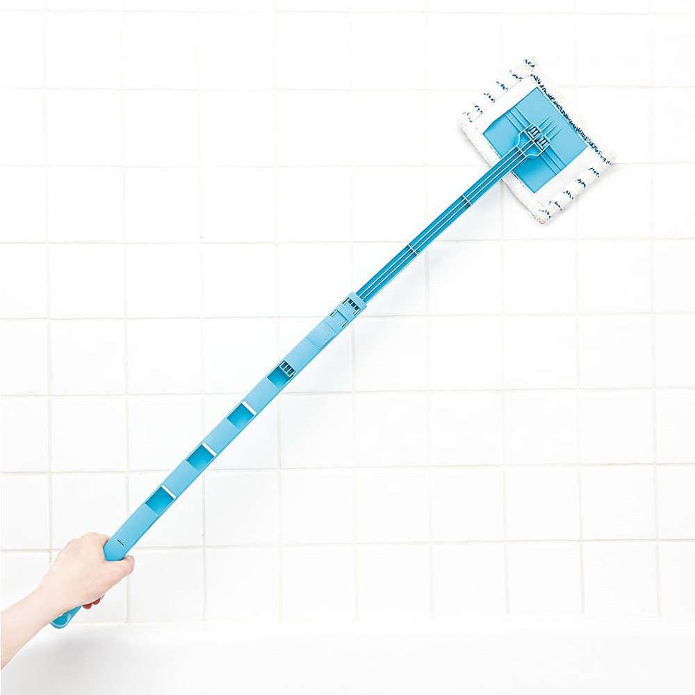 Extended microfiber bathroom cleaner and tile mop