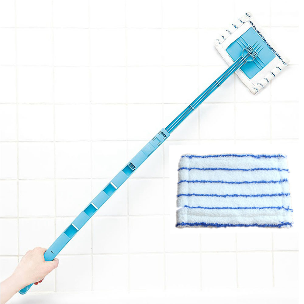 Extended microfiber bathroom cleaner and tile mop