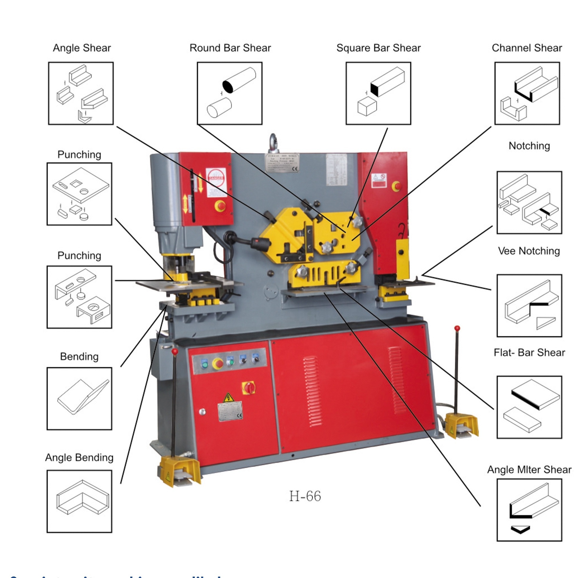 HP-66 Hydraulic Iron worker punching machines hydraulic ironworker punching and shearing machine