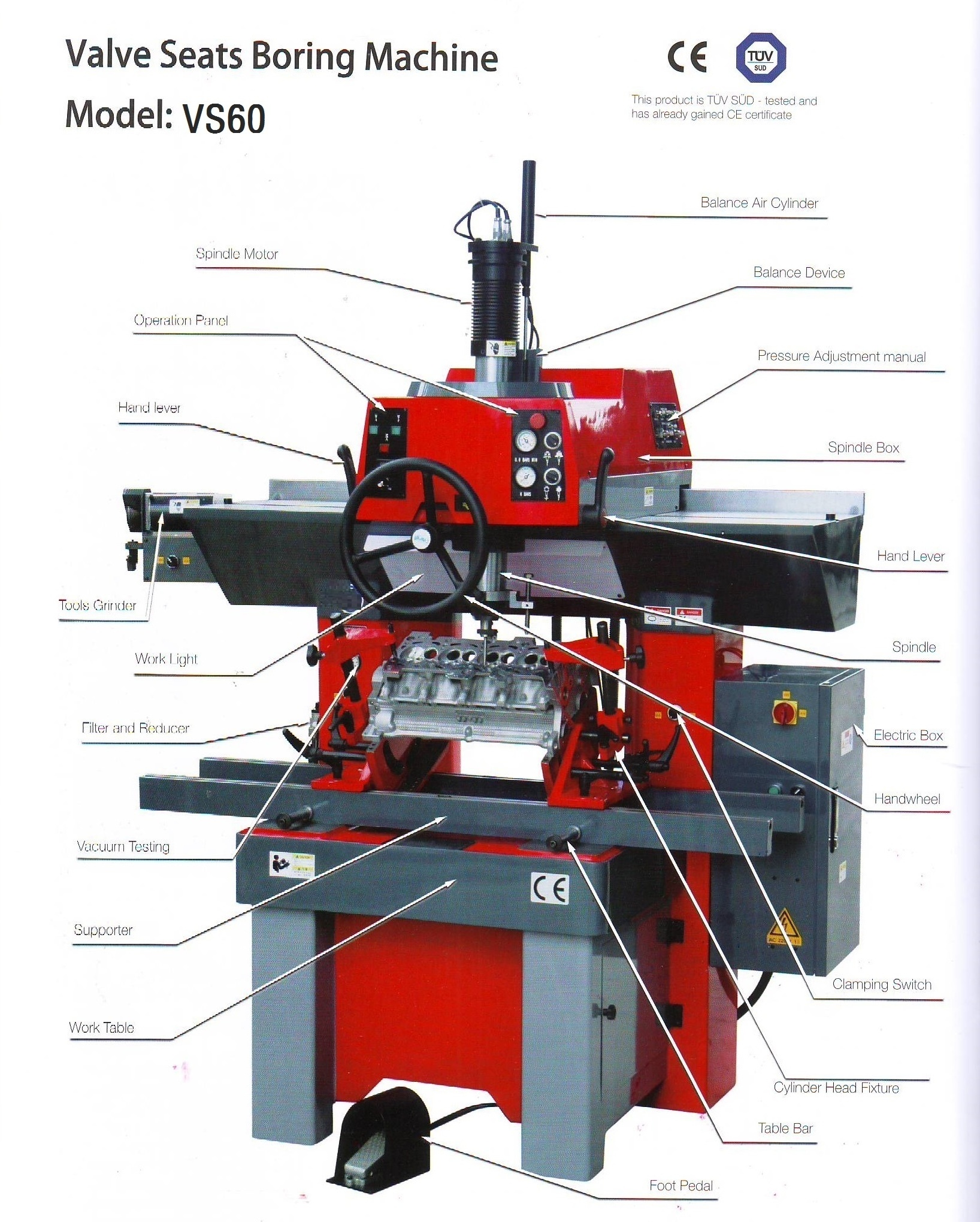 VS60 Powerful valve seat and guide repair cutting boring machine for engine rebuild