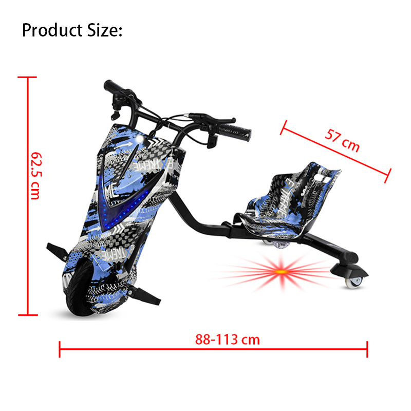 electric kids scooter 3 wheel electric drifting scooter drift rider trike 250w scooter go kart for kids with led light drift