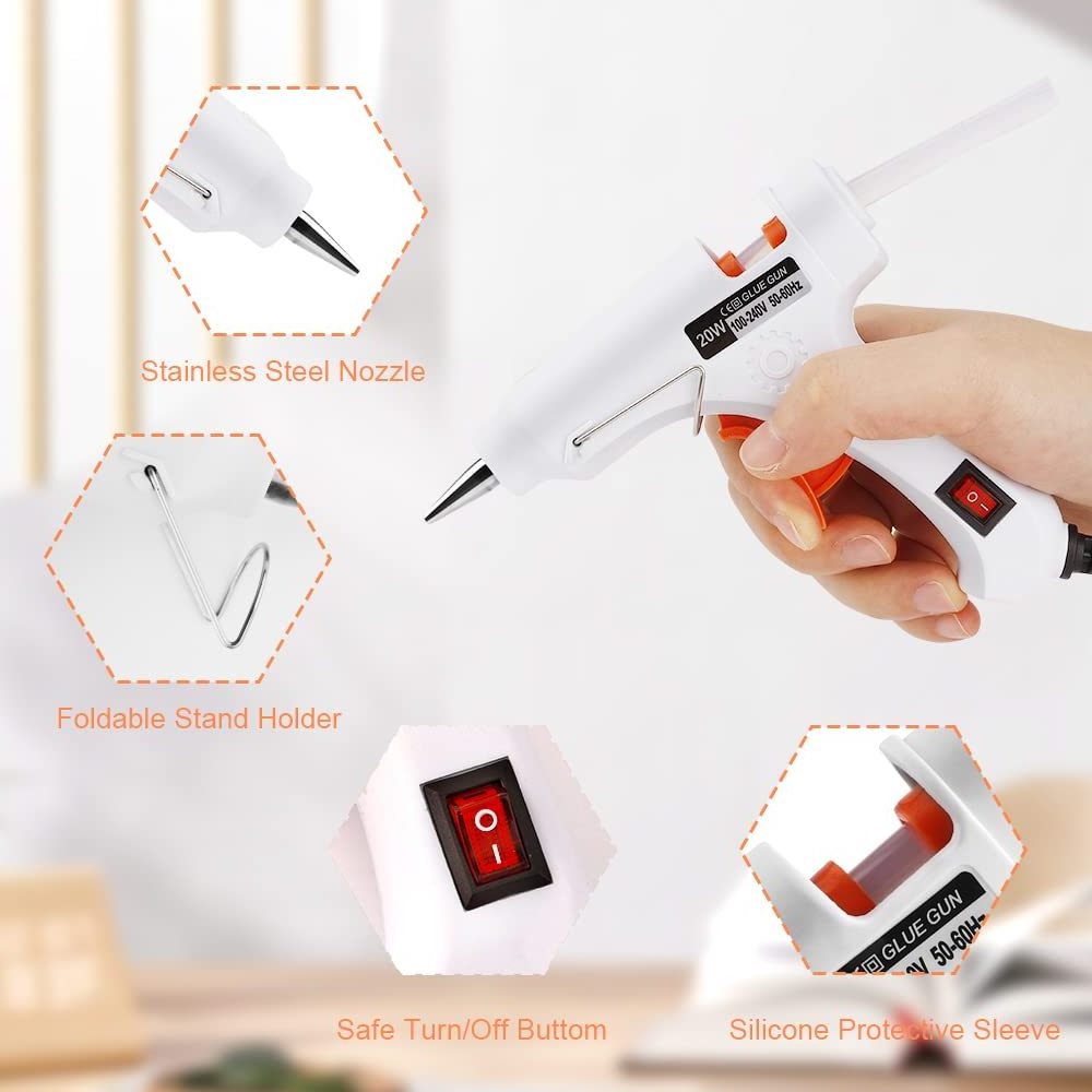 1 set 20W Hot Melt Glue Gun With Glues Stick Industrial Craft Mini Guns Thermo Electric Heat Temperature Tool For DIY