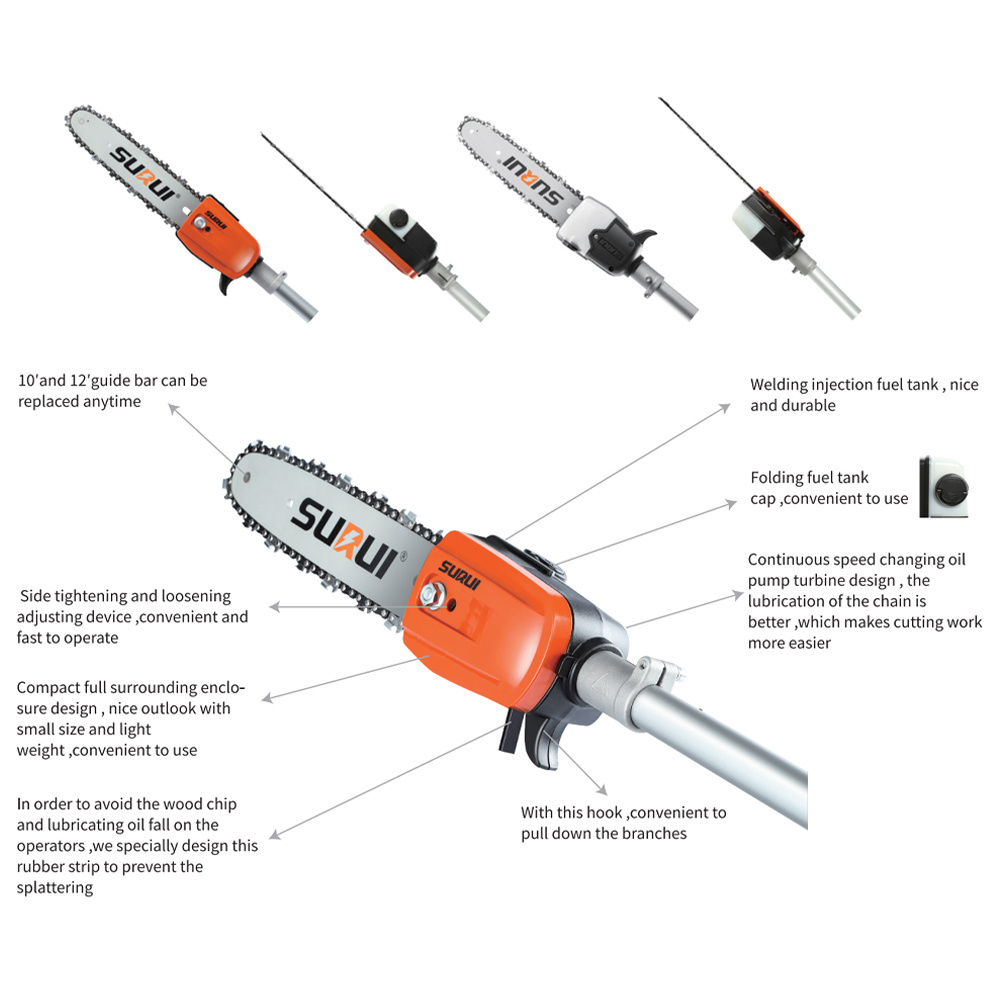 Industrial Super 13ft long pole chainsaw 4.1m gasoline pole chainsaw 25.6cc 2 stroke engine power pruning saw for tree branches