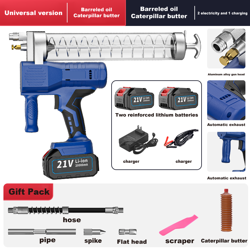 600CC Industrial Grade High Hardness Gun Head 21V battery Electric Oil Grease Guns 6000psi Heat Sink Hole Design Aluminum Alloy