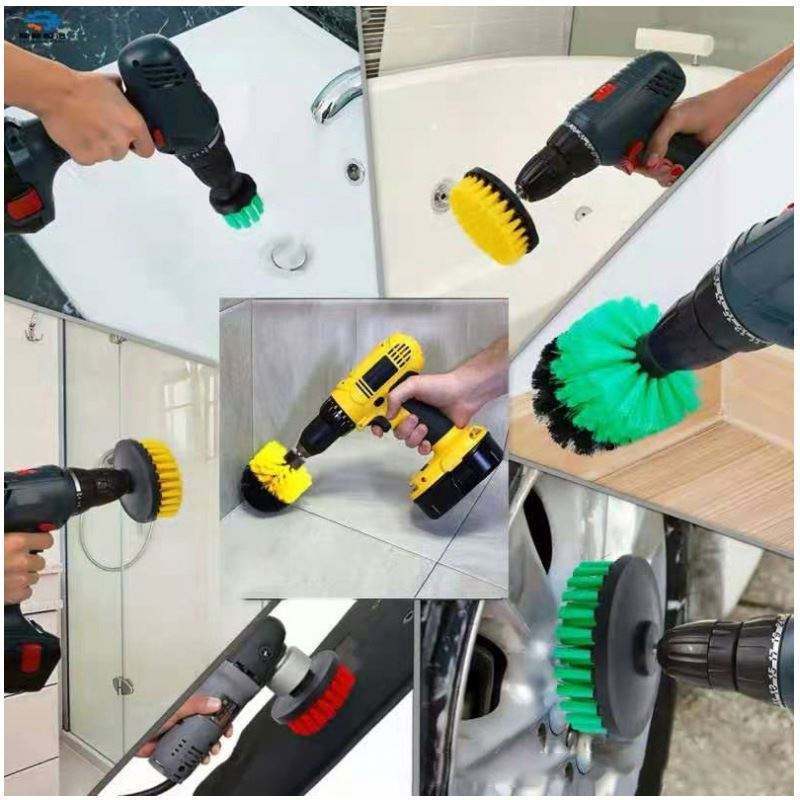 Electric Nylon Cleaning Brush Auto Detailing Brush Kit used for clean Bathroom Surfaces Tub/Shower/Tile and Grout