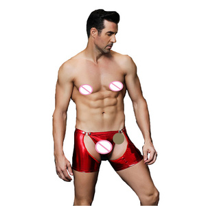 Red costume men's briefs boxer hollow sexy mens exotic underwear