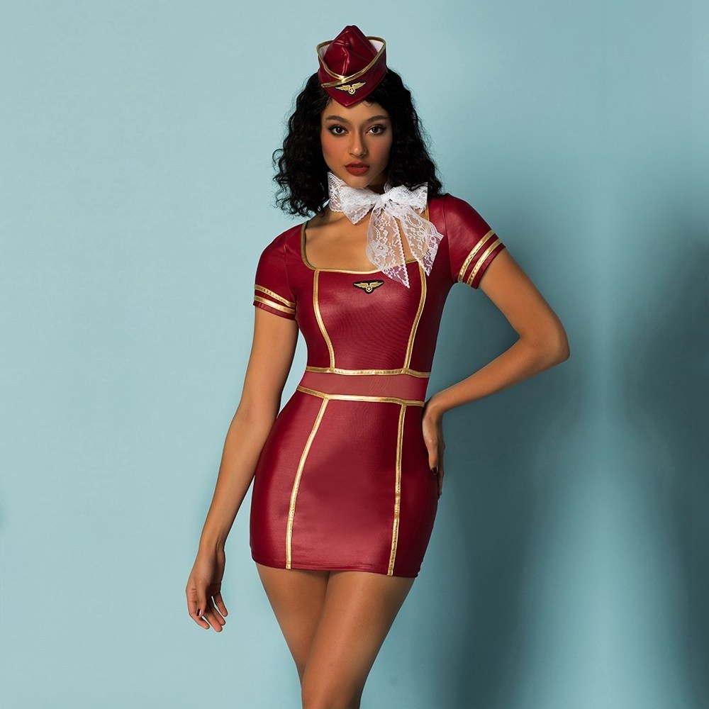 Hot Sale Erotic Women Airline Pilot Uniform Flight Attendant sexy stewardess costume