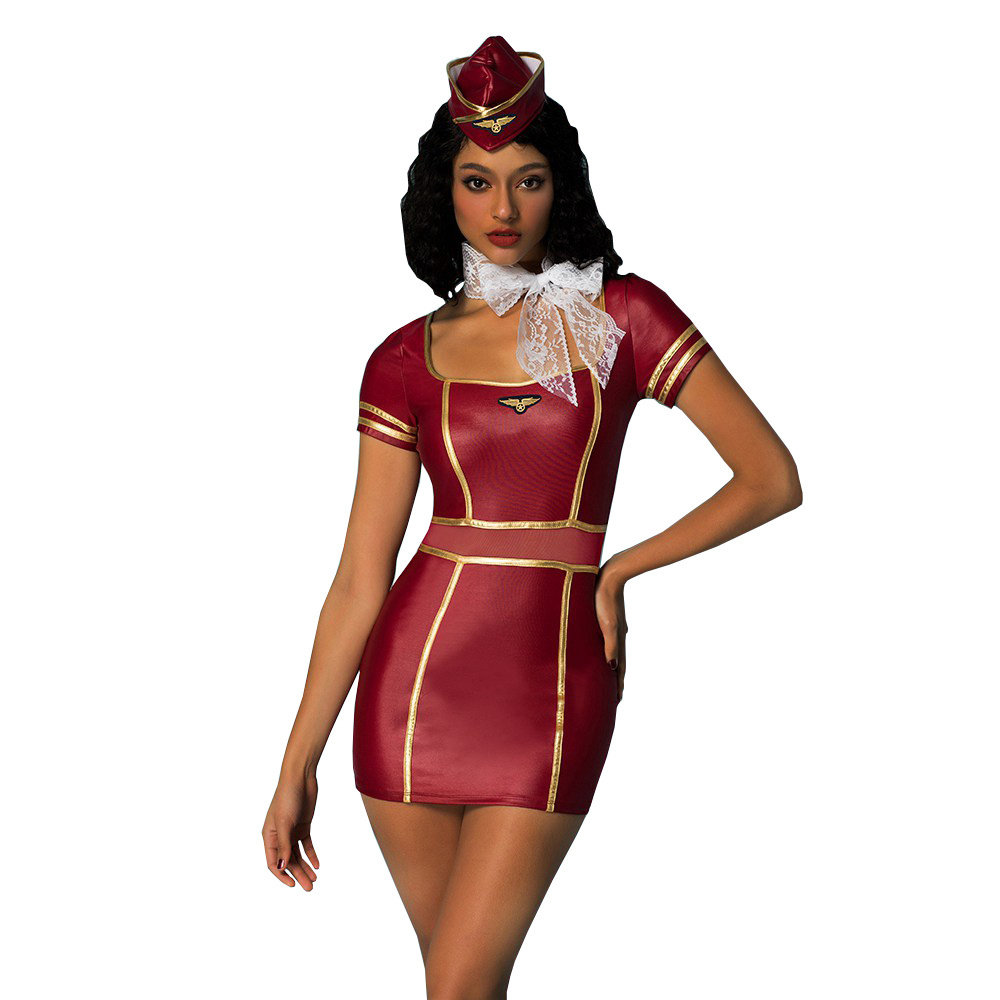 Hot Sale Erotic Women Airline Pilot Uniform Flight Attendant sexy stewardess costume