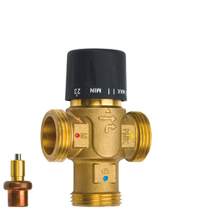 Brass Thermostatic Mixing Valve Water Temperature Pipe Basin Thermostat Control Thermostatic Mixing Valve