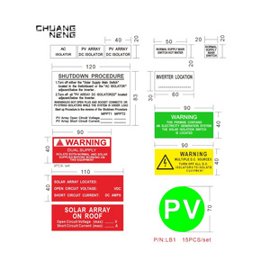 LB1 solar label kits for solar system 15PCS/set trafolyte label with adhesive tape ABS engraving waterproof UV resistant