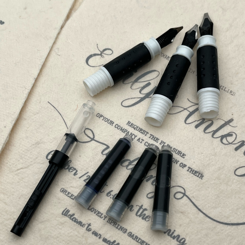 HY Calligraphy Pen Set  1 Pen with 4  Nibs 3 Ink Cartridges  1 Rocker Blotter for Beginners Writing