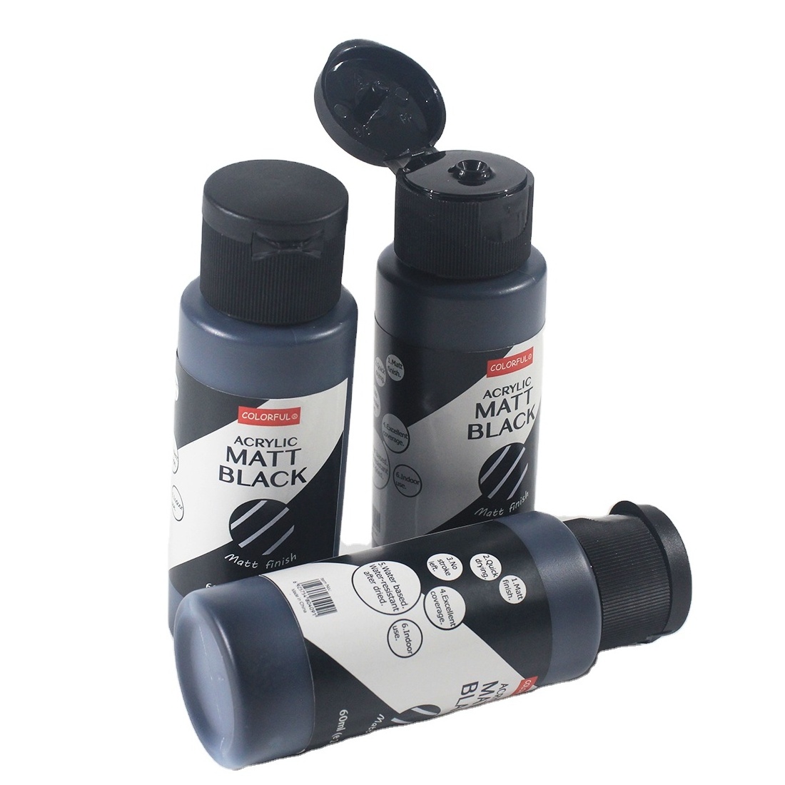 Matt finish black gesso Craft Acrylic 60ml single bottle package