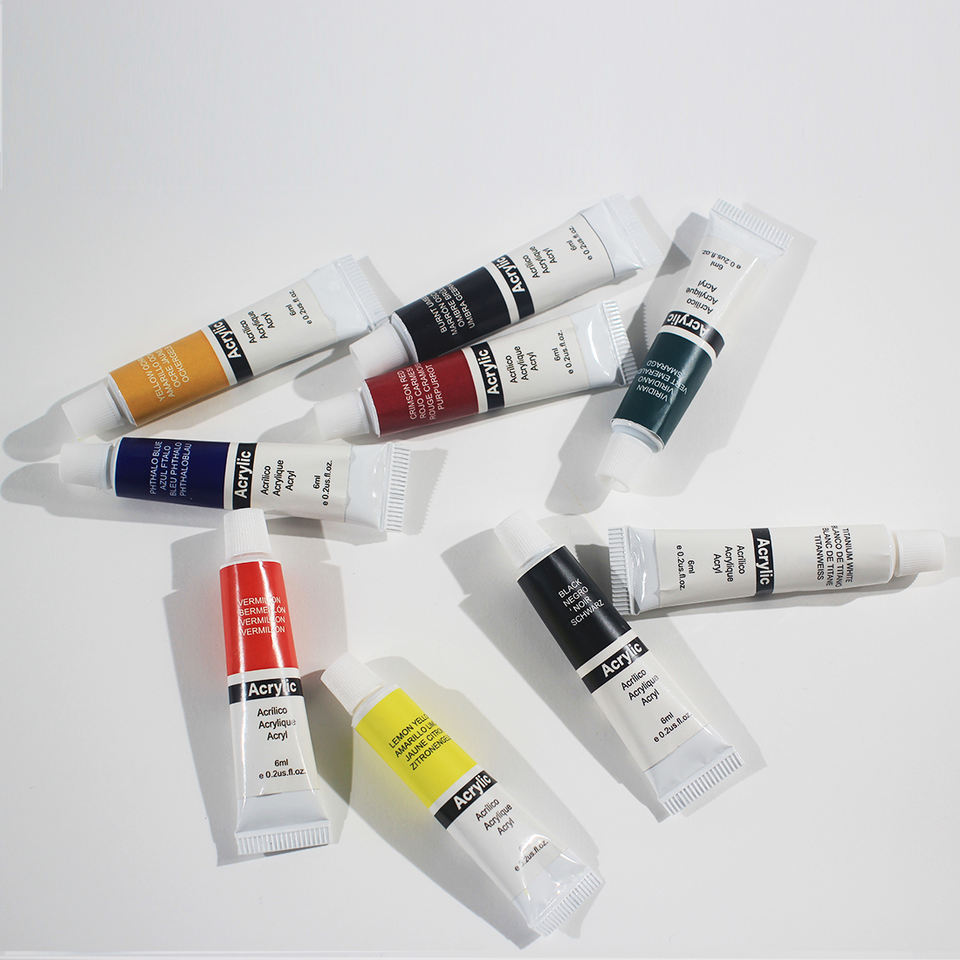 Student  12 color Acrylic paint set 6ml in paper box