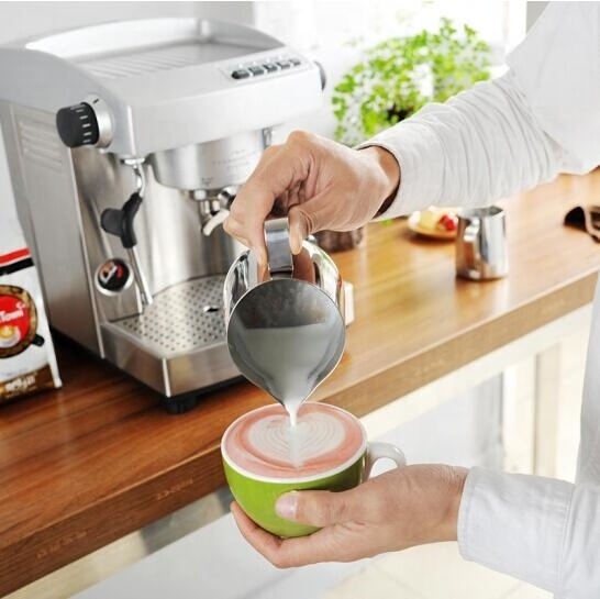 Barista Coffee Maker Frother Silver Stainless Steel Jug Frothing Latte Art Cup Coffee Printer