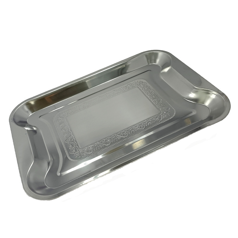 Stainless steel large size square shape plate Multi size food serving tray