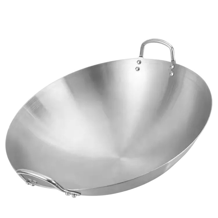 30cm-60cm cookware Stainless Steel Wok double ear Big wok with handles kitchen stainless wok pan